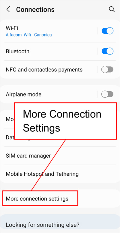 more connection settings