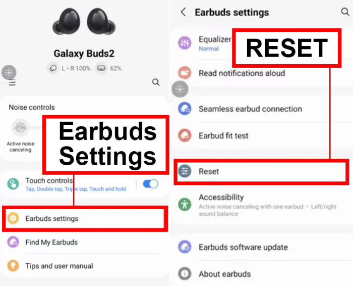 Reset Samsung Galaxy Buds